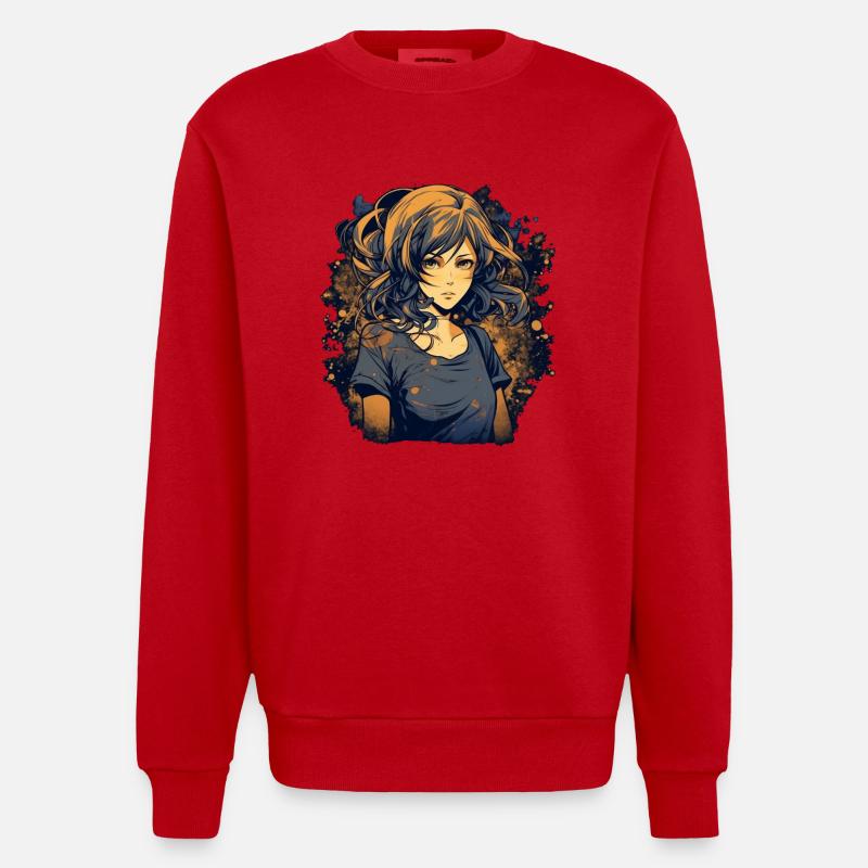 Fille d’anime - Sweat bio épais oversize fabriqué en UE - rouge