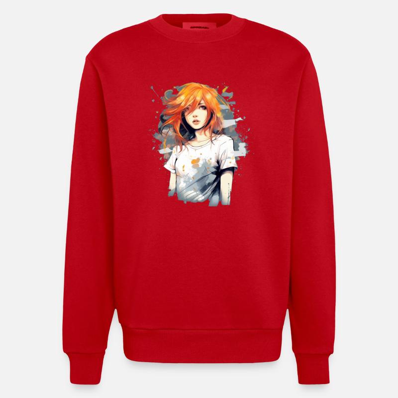 Fille d’anime - Sweat bio épais oversize fabriqué en UE - rouge
