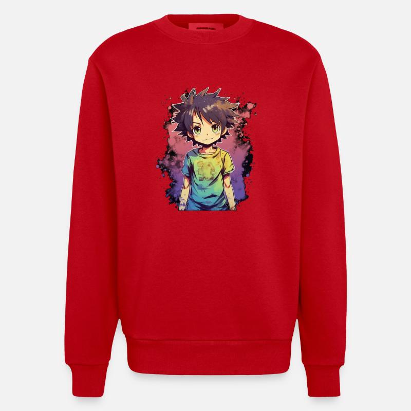 Garçon d’anime - Sweat bio épais oversize fabriqué en UE - rouge