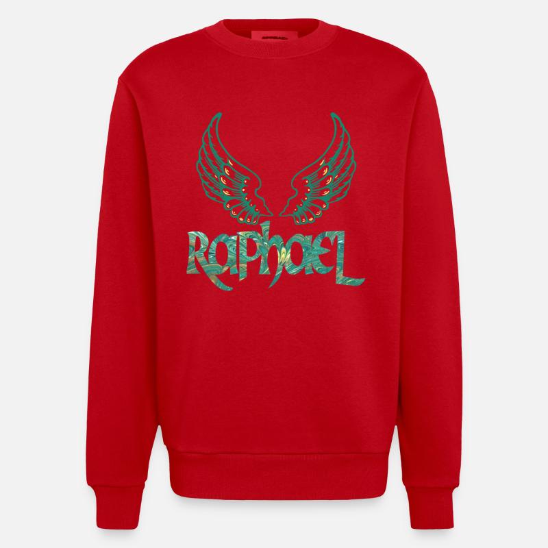 erzengel raphael e 71 - Heavyweight Oversized Organic Crew Neck Made in EU - Rot