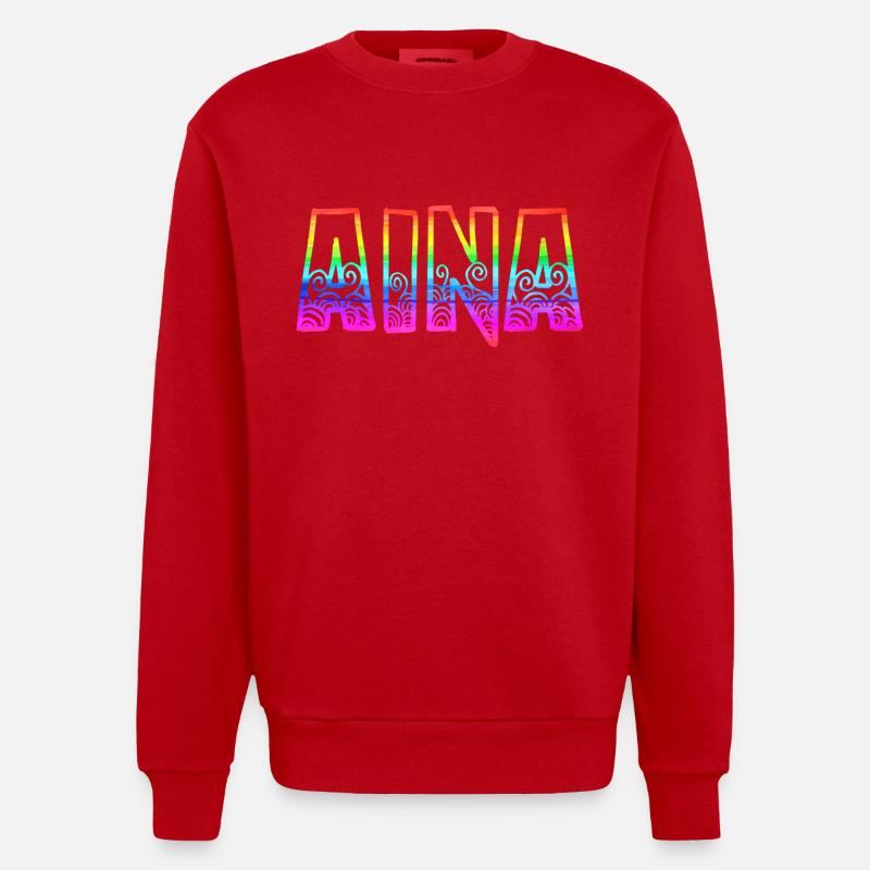 aina rs rainbow - Heavyweight Oversized Organic Crew Neck Made in EU - red