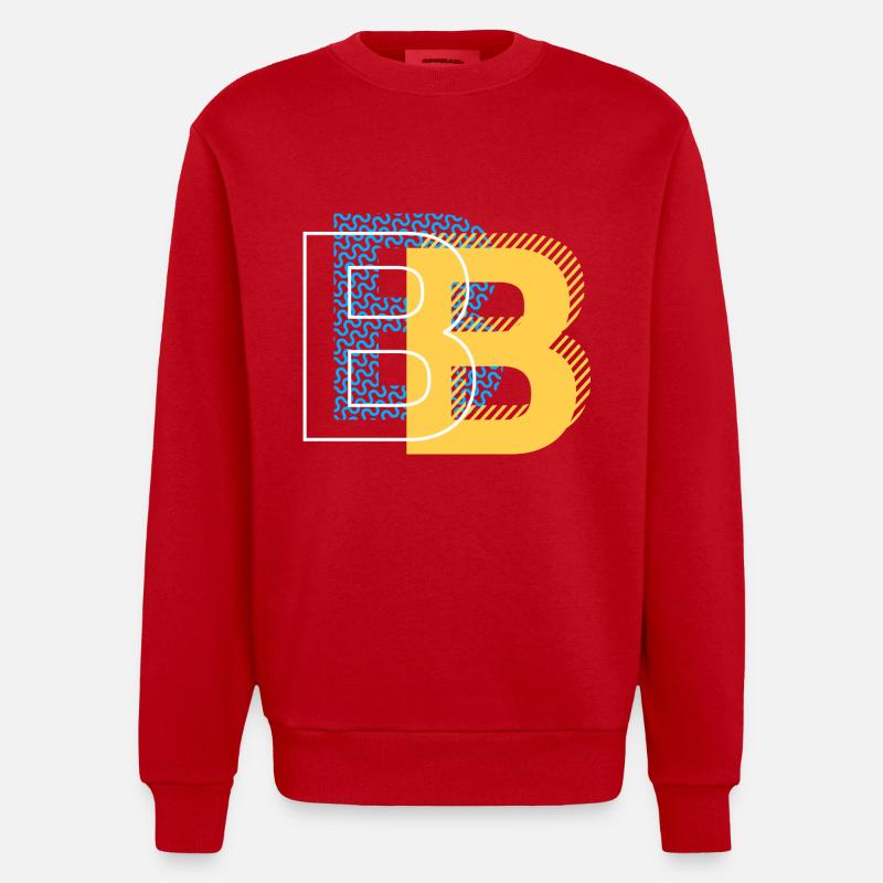 Anfangsbuchstabe B b - Heavyweight Oversized Organic Crew Neck Made in EU - Rot