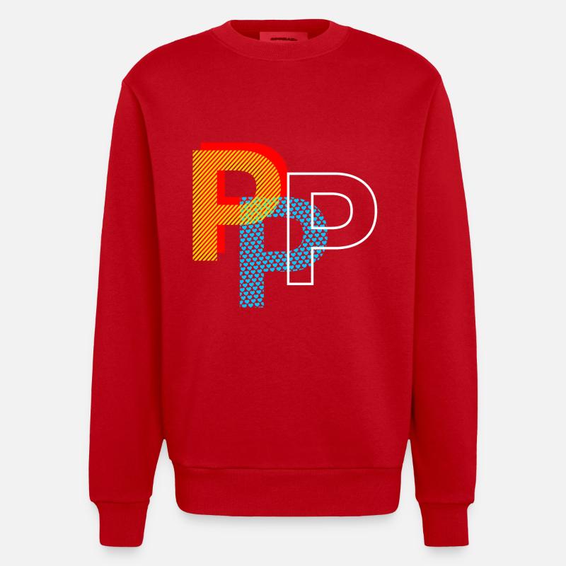 Buchstabe P - Heavyweight Oversized Organic Crew Neck Made in EU - Rot