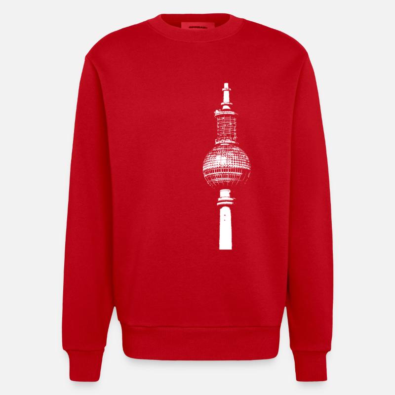 Fernsehturm Berlin Alex - Heavyweight Oversized Organic Crew Neck Made in EU - Rot