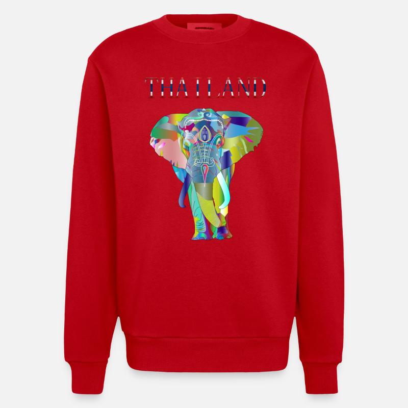 IDÉE CADEAU ÉLÉPHANT DE THAÏLANDE - Sweat bio épais oversize fabriqué en UE - rouge