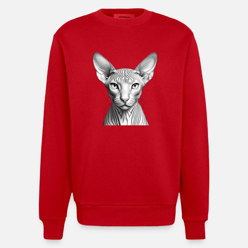 Chat sphynx cool - Sweat bio épais oversize fabriqué en UE - rouge
