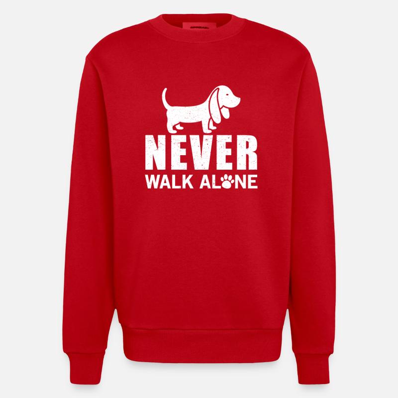 Never walk alone - Heavyweight Oversized Organic Crew Neck Made in EU - Rot