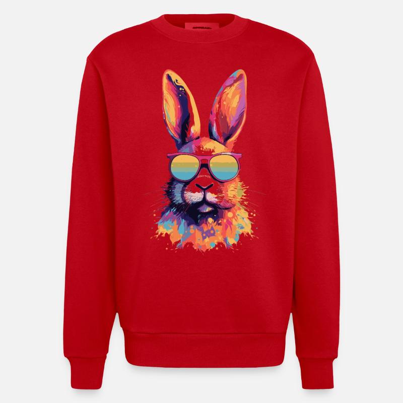 Bunter Hase Farbkleckse Farbspritzer - Heavyweight Oversized Organic Crew Neck Made in EU - Rot