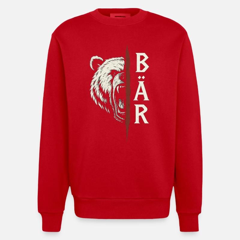 Wilder Bär - Heavyweight Oversized Organic Crew Neck Made in EU - Rot