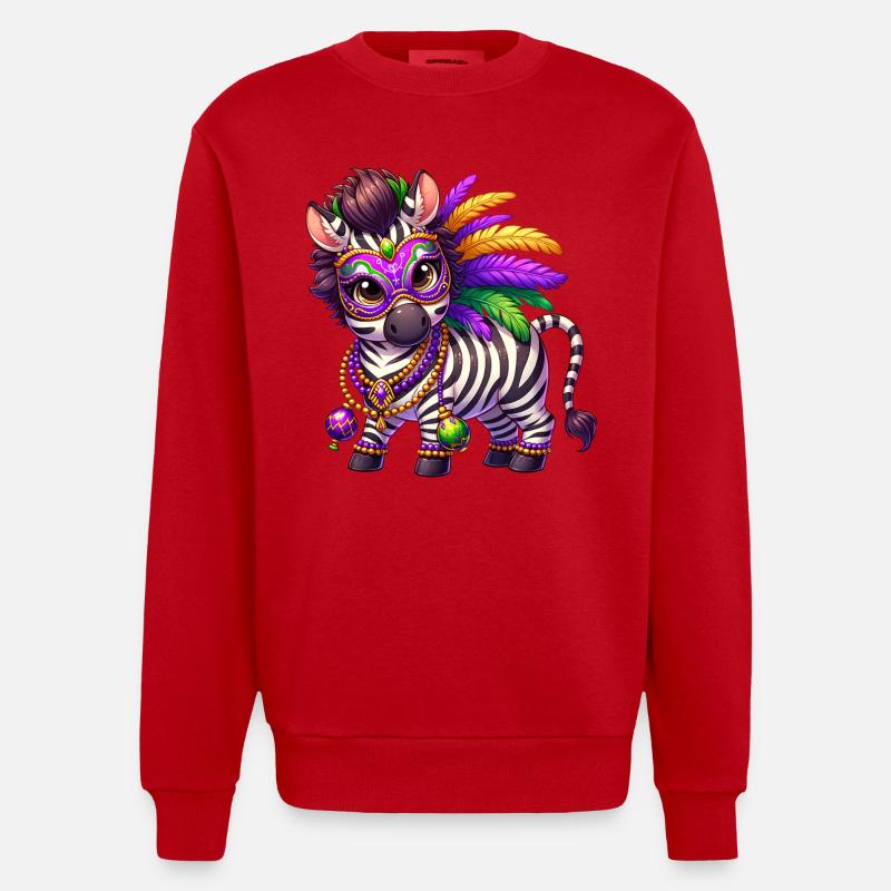 Mardi Gras Zebra Comic Süß - Heavyweight Oversized Organic Crew Neck Made in EU - Rot