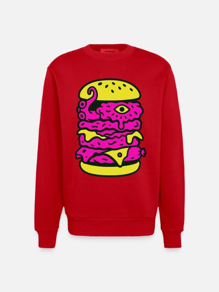 Monsterburger im Pop-Art Stil - Heavyweight Oversized Organic Crew Neck Made in EU - Rot