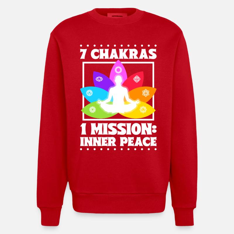 7 Chakras – Inner Peace - Heavyweight Oversized Organic Crew Neck Made in EU - red
