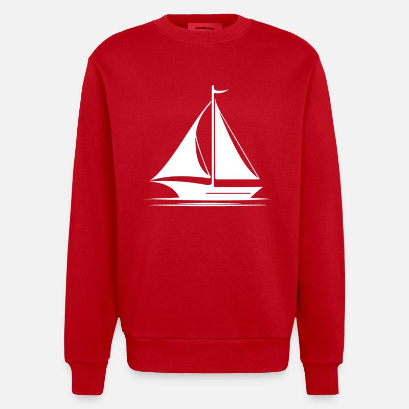 Élégant voilier à voiles déployées - Sweat bio épais oversize fabriqué en UE - rouge