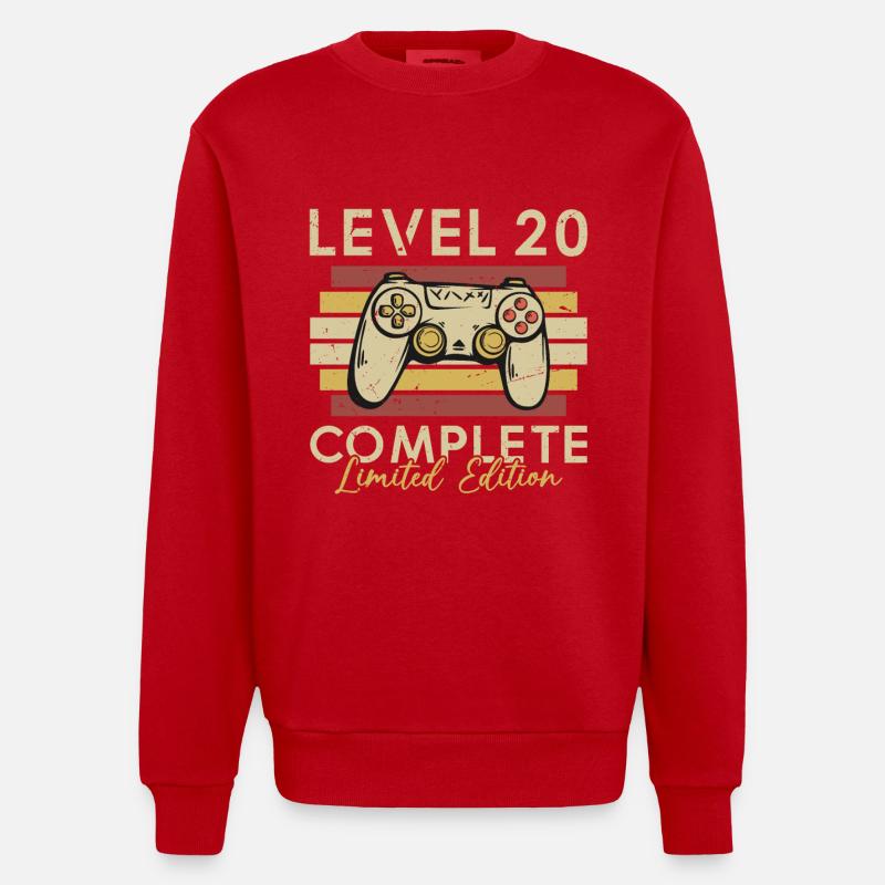 Niveau 20 Complet - Sweat bio épais oversize fabriqué en UE - rouge