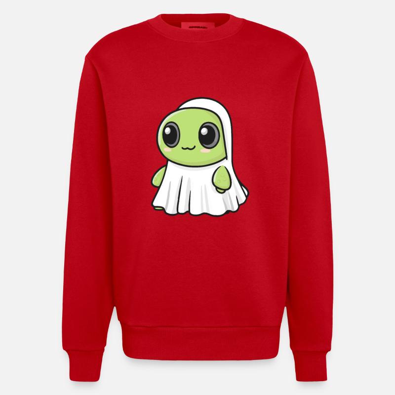 Turtle Halloween Comic Ghost - Heavyweight Oversized Organic Crew Neck Made in EU - red