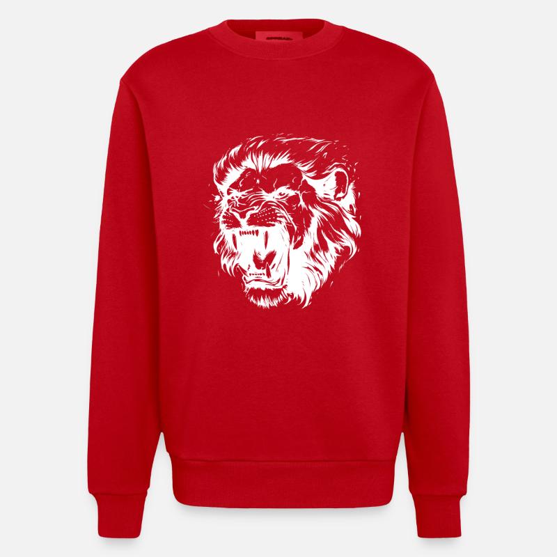 Löwe Kopf - Heavyweight Oversized Organic Crew Neck Made in EU - Rot