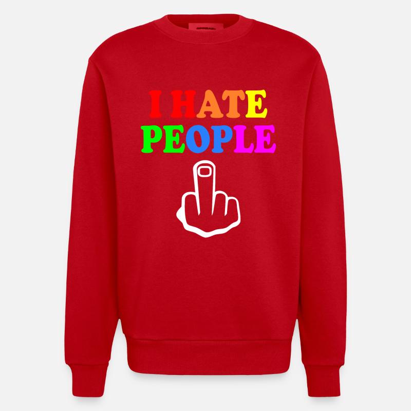 I hate people - Sweat bio épais oversize fabriqué en UE - rouge