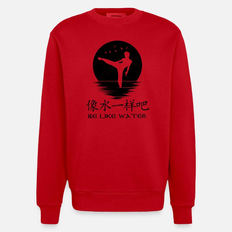 Be like water - Heavyweight Oversized Organic Crew Neck Made in EU - red