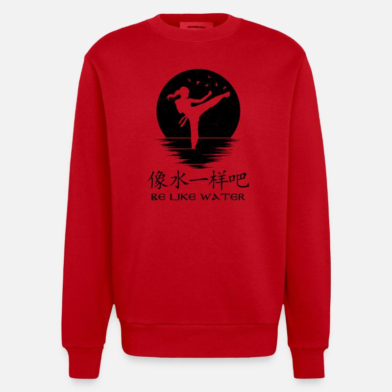 Be like water - Heavyweight Oversized Organic Crew Neck Made in EU - red