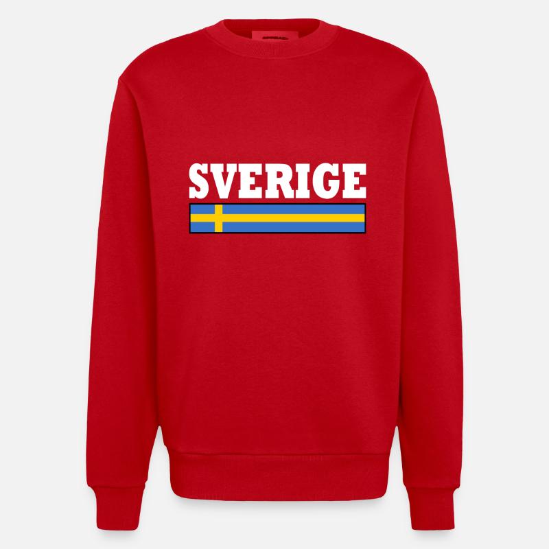 Drapeau de la Suède - Sweat bio épais oversize fabriqué en UE - rouge