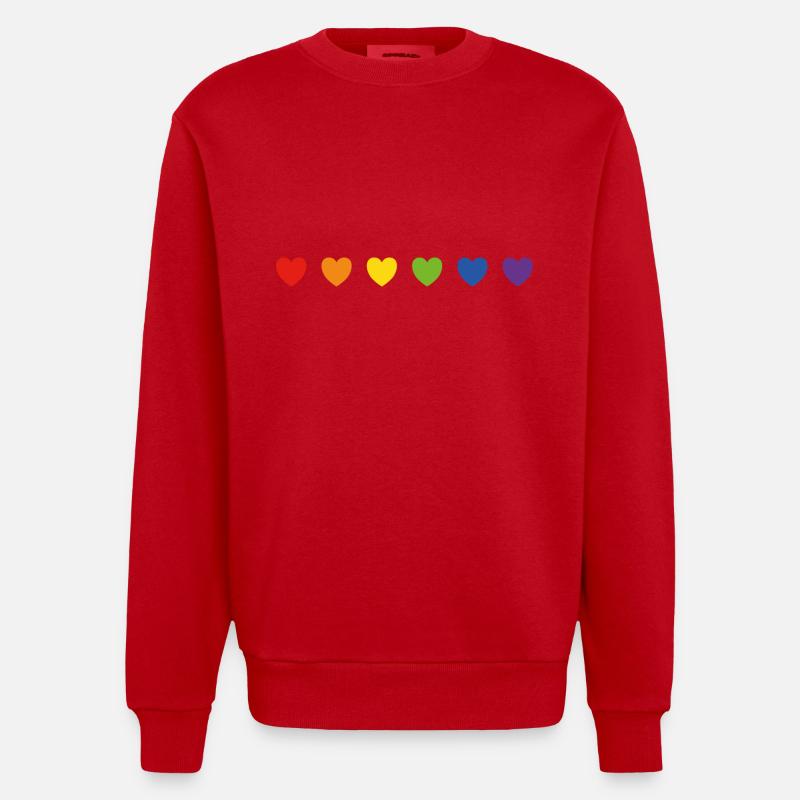 Rainbow pride hearts - Heavyweight Oversized Organic Crew Neck Made in EU - red