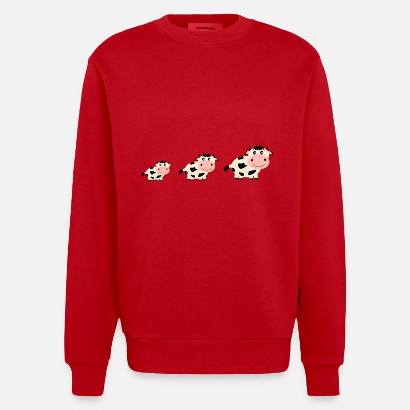 Kuh Kühe Comic - Heavyweight Oversized Organic Crew Neck Made in EU - Rot