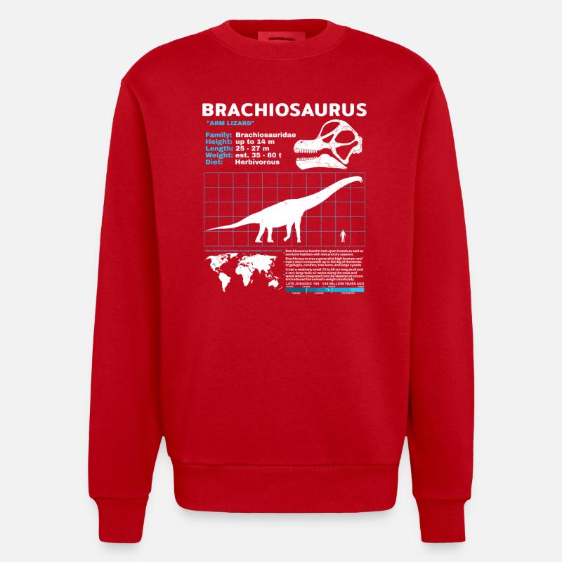 Fiche technique de Brachiosaurus - Sweat bio épais oversize fabriqué en UE - rouge
