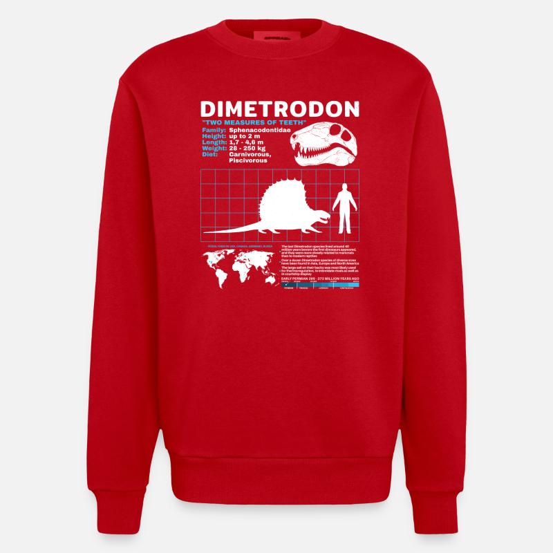 Dimetrodon Datenblatt - Heavyweight Oversized Organic Crew Neck Made in EU - Rot