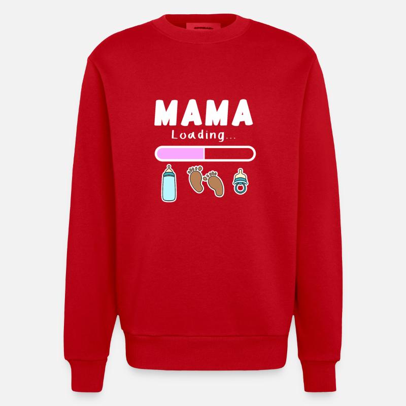 werdende Mutter - Mama wird geladen - Heavyweight Oversized Organic Crew Neck Made in EU - Rot