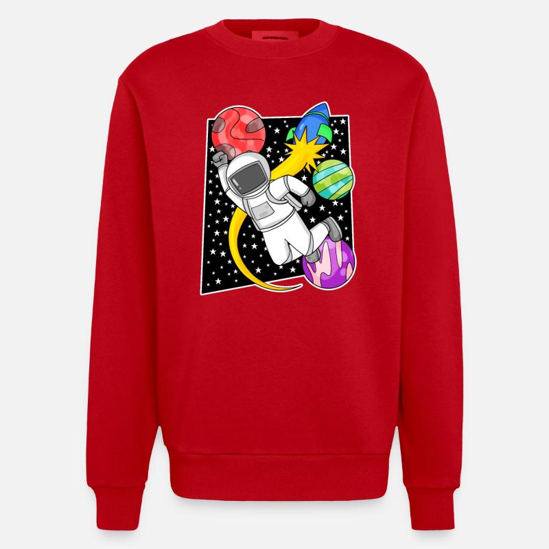 Astronaute dans l’espace avec fusée - Sweat bio épais oversize fabriqué en UE - rouge