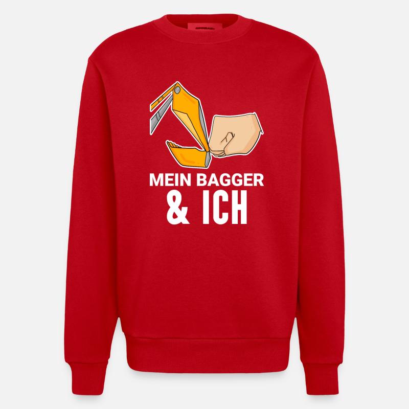 Bagger Baggerfahrer Spruch - Heavyweight Oversized Organic Crew Neck Made in EU - Rot