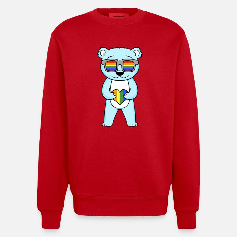 LGBT Tier Bär Regenbogen - Heavyweight Oversized Organic Crew Neck Made in EU - Rot