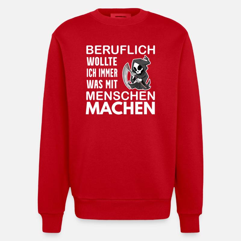 Sensenmann lustiger Spruch - Heavyweight Oversized Organic Crew Neck Made in EU - Rot