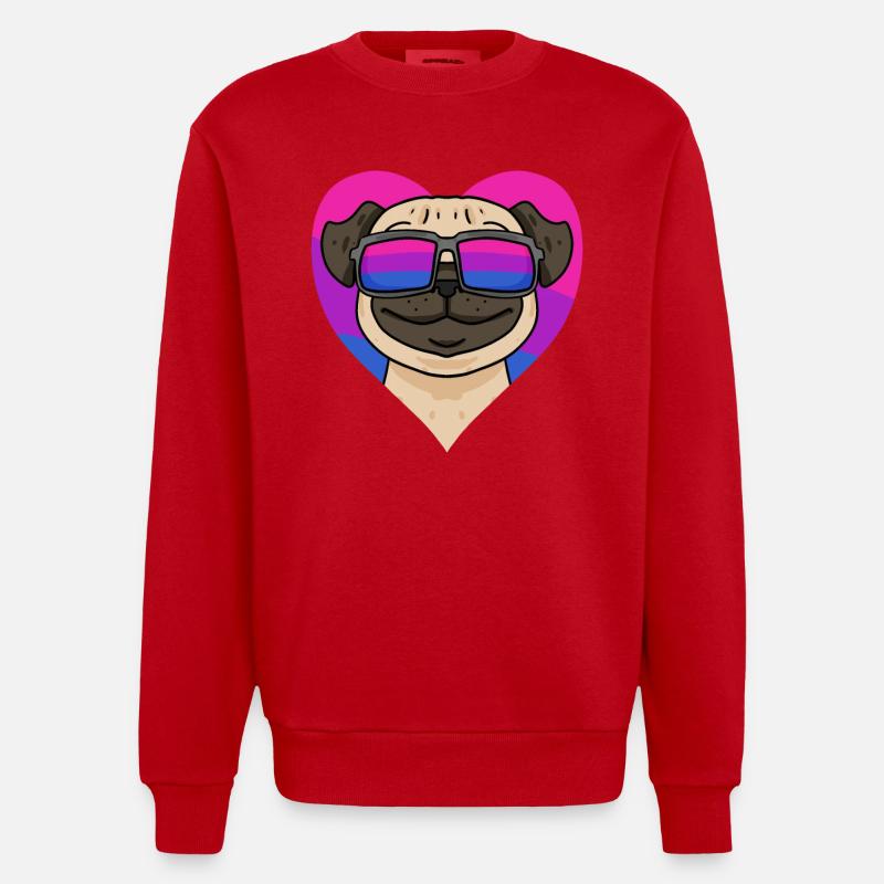 Bisexuell Mops Hund Geschenk - Heavyweight Oversized Organic Crew Neck Made in EU - Rot