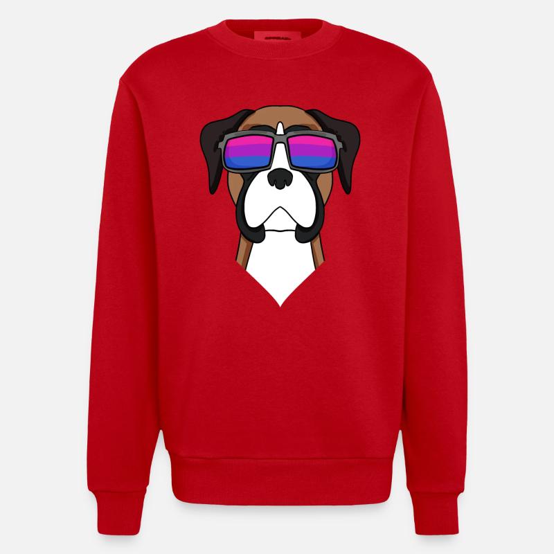 Bisexuell Deutscher Boxer Hund Geschenk - Heavyweight Oversized Organic Crew Neck Made in EU - Rot
