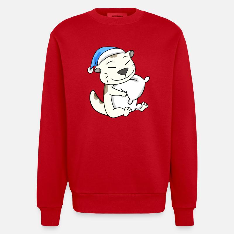 Katze Katzenrasse Devon Rex - Heavyweight Oversized Organic Crew Neck Made in EU - Rot