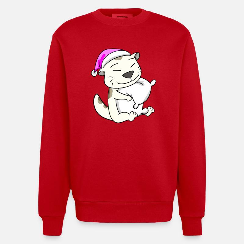 Cat cat breed Devon Rex - Heavyweight Oversized Organic Crew Neck Made in EU - red