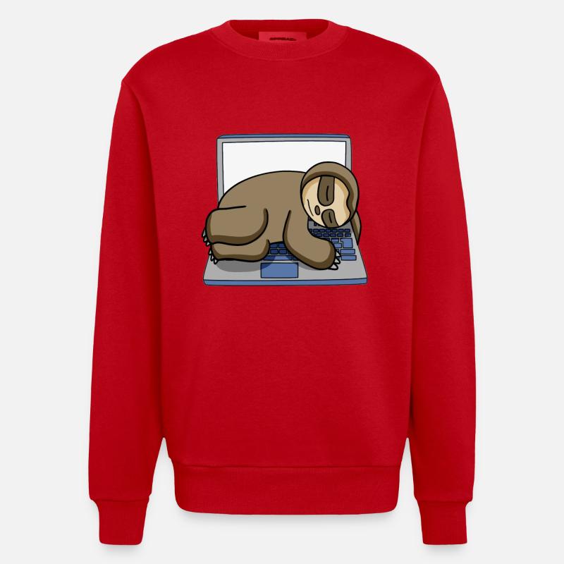 Computer Nerd Programmer Gift - Heavyweight Oversized Organic Crew Neck Made in EU - red