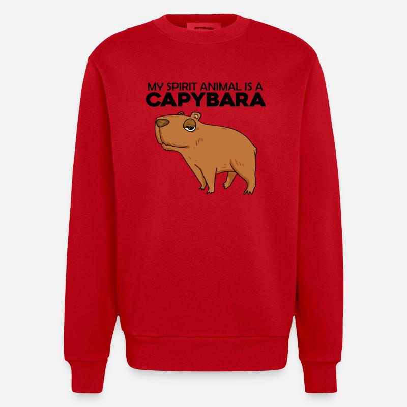 Capybara Capybara Cadeau - Sweat bio épais oversize fabriqué en UE - rouge