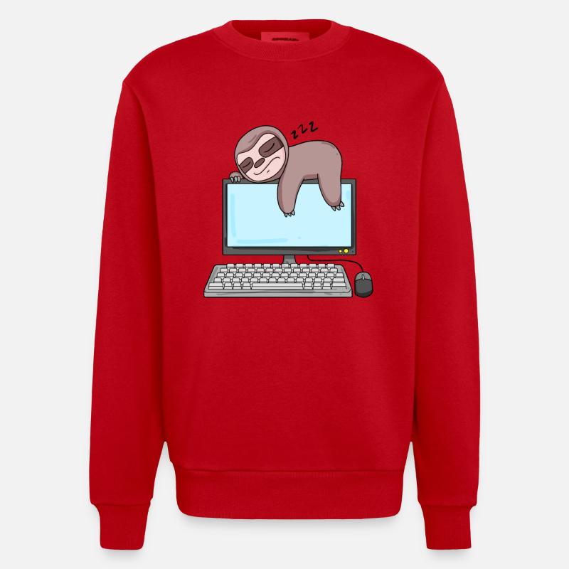 Computer Nerd Programmer Gift - Heavyweight Oversized Organic Crew Neck Made in EU - red
