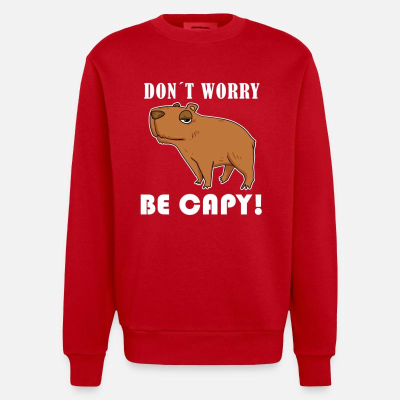 Capybara Tier Spruch - Heavyweight Oversized Organic Crew Neck Made in EU - Rot