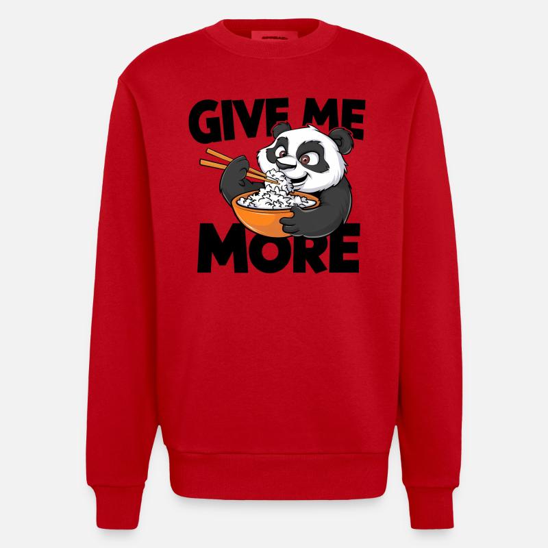 Panda mangeant du riz - Sweat bio épais oversize fabriqué en UE - rouge