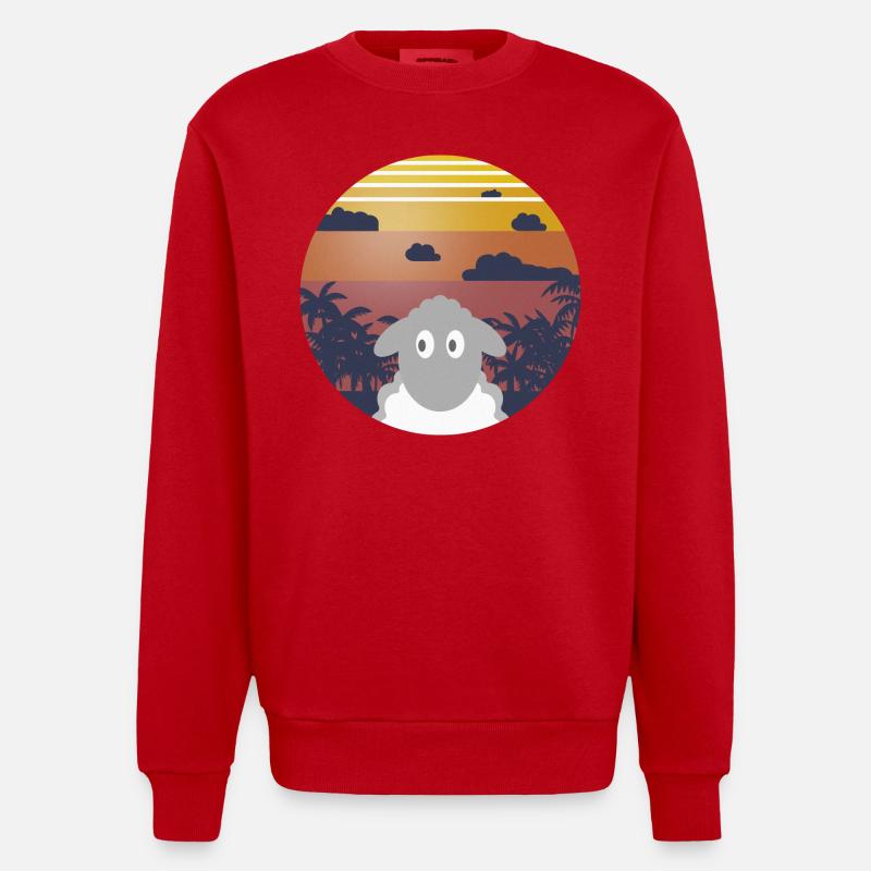 Moutons au coucher du soleil - Sweat bio épais oversize fabriqué en UE - rouge