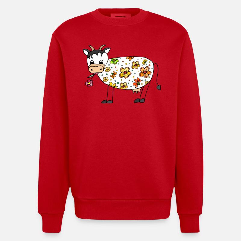 Kuh - Heavyweight Oversized Organic Crew Neck Made in EU - Rot