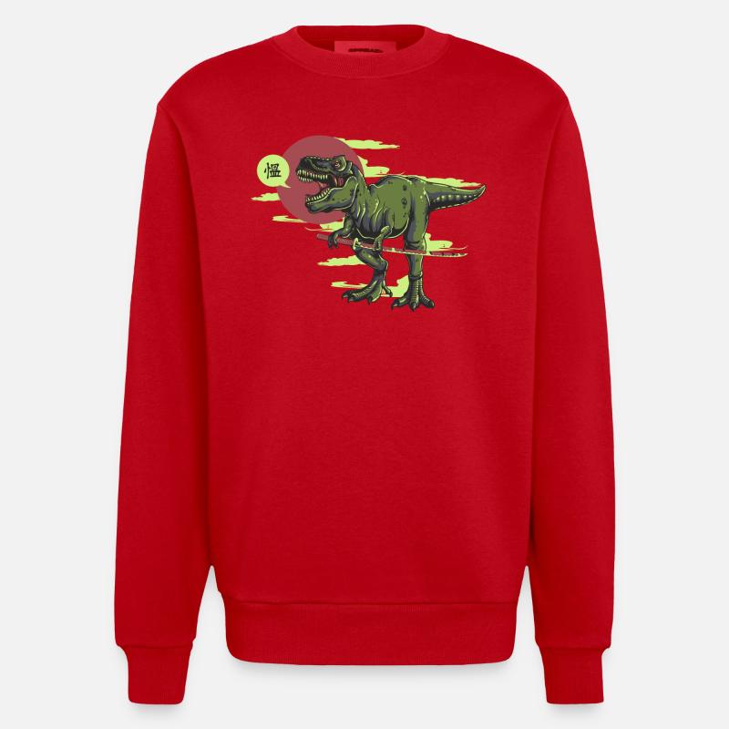 Samurai Rex Dinosaurier - Heavyweight Oversized Organic Crew Neck Made in EU - Rot