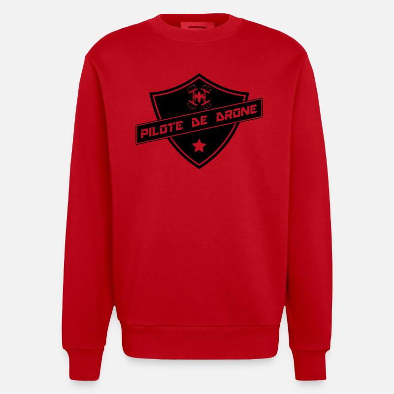 blason pilote de drone - Heavyweight Oversized Organic Crew Neck Made in EU - Rot