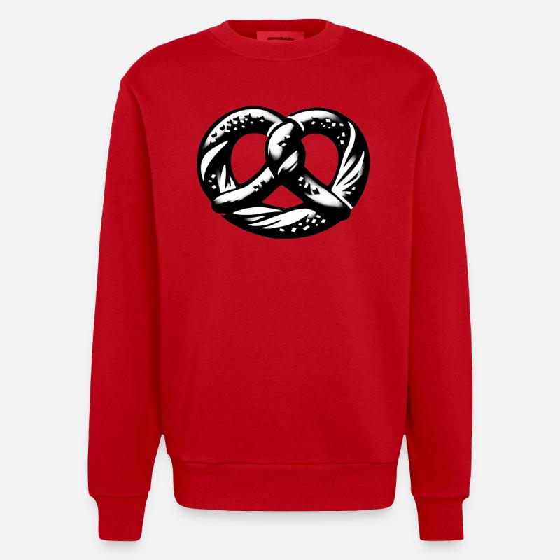 BREZEL Backwaren pretzel - Heavyweight Oversized Organic Crew Neck Made in EU - Rot