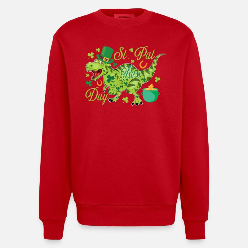 T-Rex de la Saint-Patrick - Sweat bio épais oversize fabriqué en UE - rouge