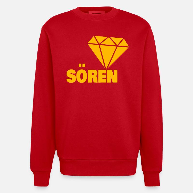 Gift for Soeren - Heavyweight Oversized Organic Crew Neck Made in EU - red