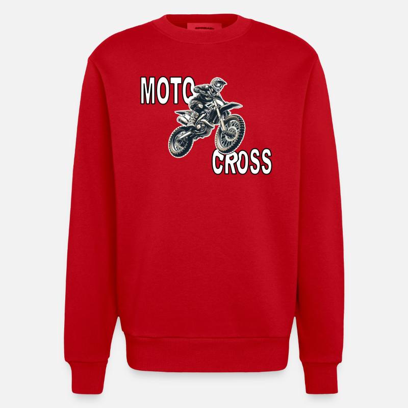 Motocross - Heavyweight Oversized Organic Crew Neck Made in EU - Rot